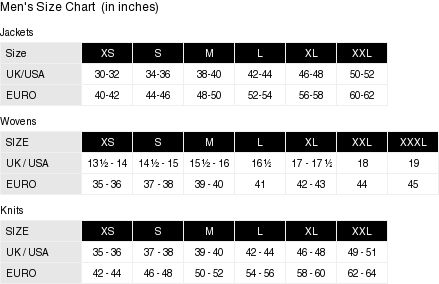 Barbour bedale size clearance chart