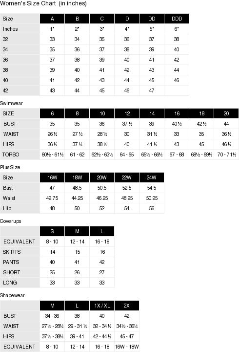 miraclesuit size chart